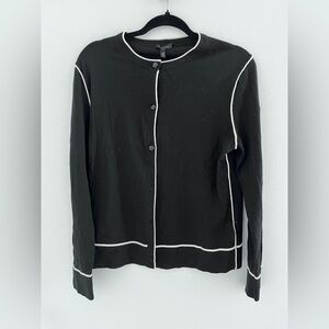 Escada Black Cardigan with White Trim wool blend